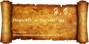 Hegedűs Varsány névjegykártya
